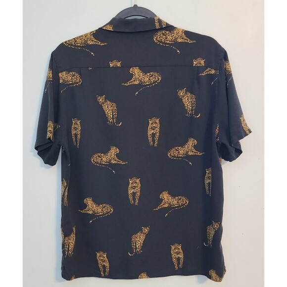 The Kooples Paris Mens M Relaxed Button Up Short Sleeve Leopard Print Shirt - Picture 2 of 9